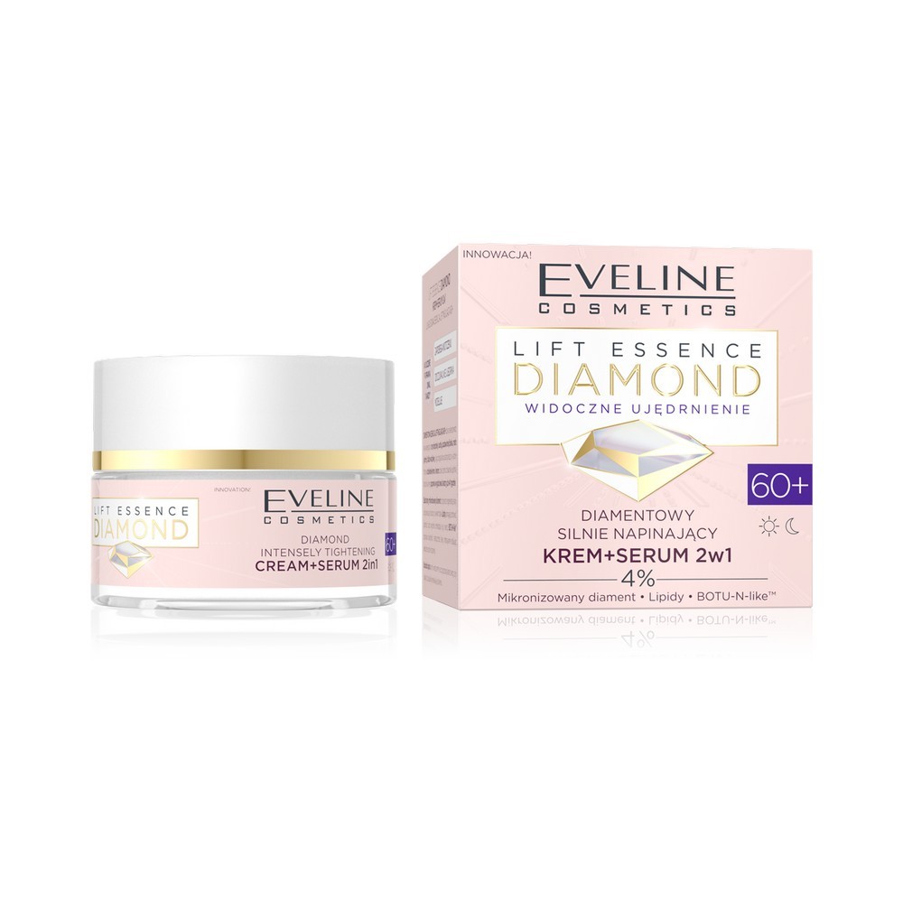 Бриллиантовый подтягивающий крем - сыворотка 2 в 1 Eveline Lift Essence Diamond 60+ 50мл. Фото 1.
