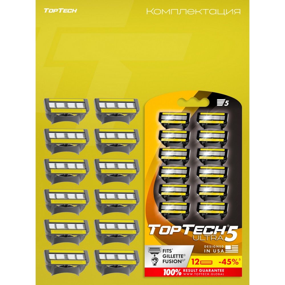 Сменные кассеты TopTech Ultra 5 5 лезвий 12шт. Фото 12.