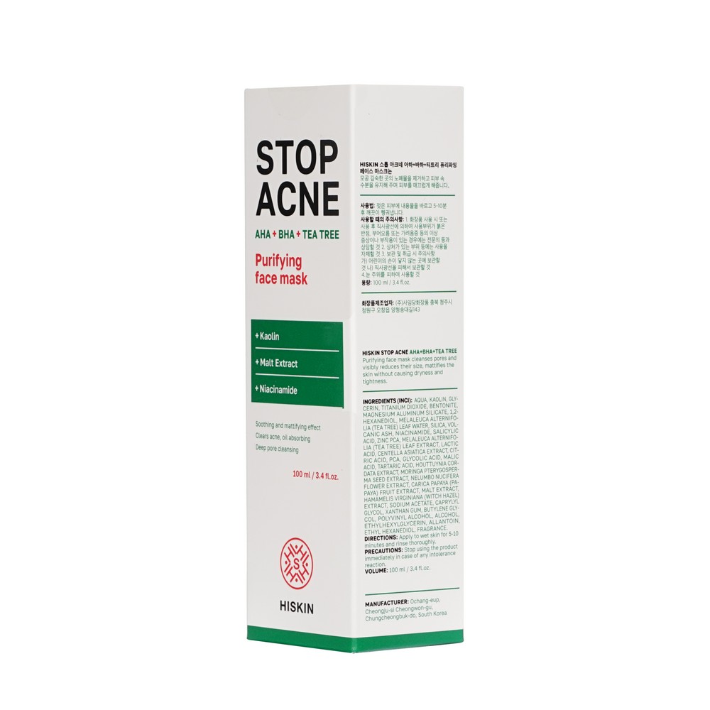 Очищающая маска для лица Hiskin Hiskin Stop Acne AHA + BHA + Tea tree 100мл. Фото 3.