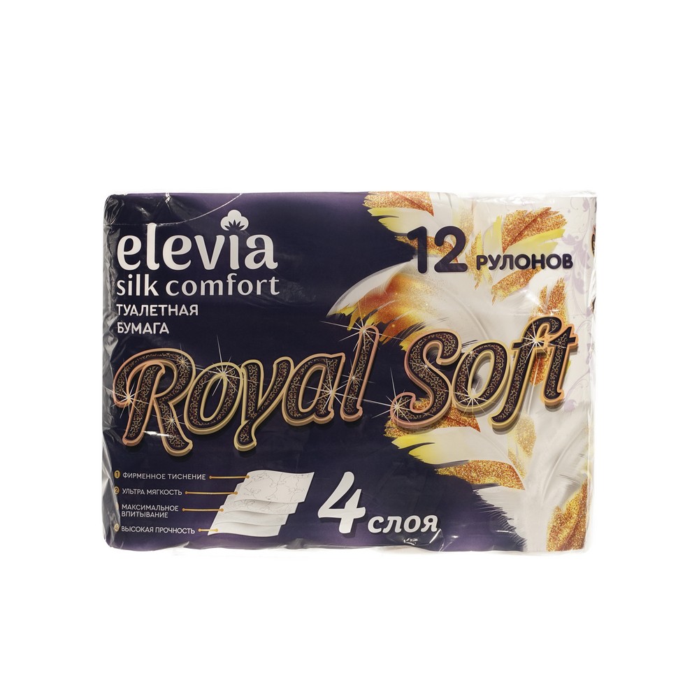 Туалетная бумага Elevia Royal soft 4х-слойная 12шт. Фото 1.
