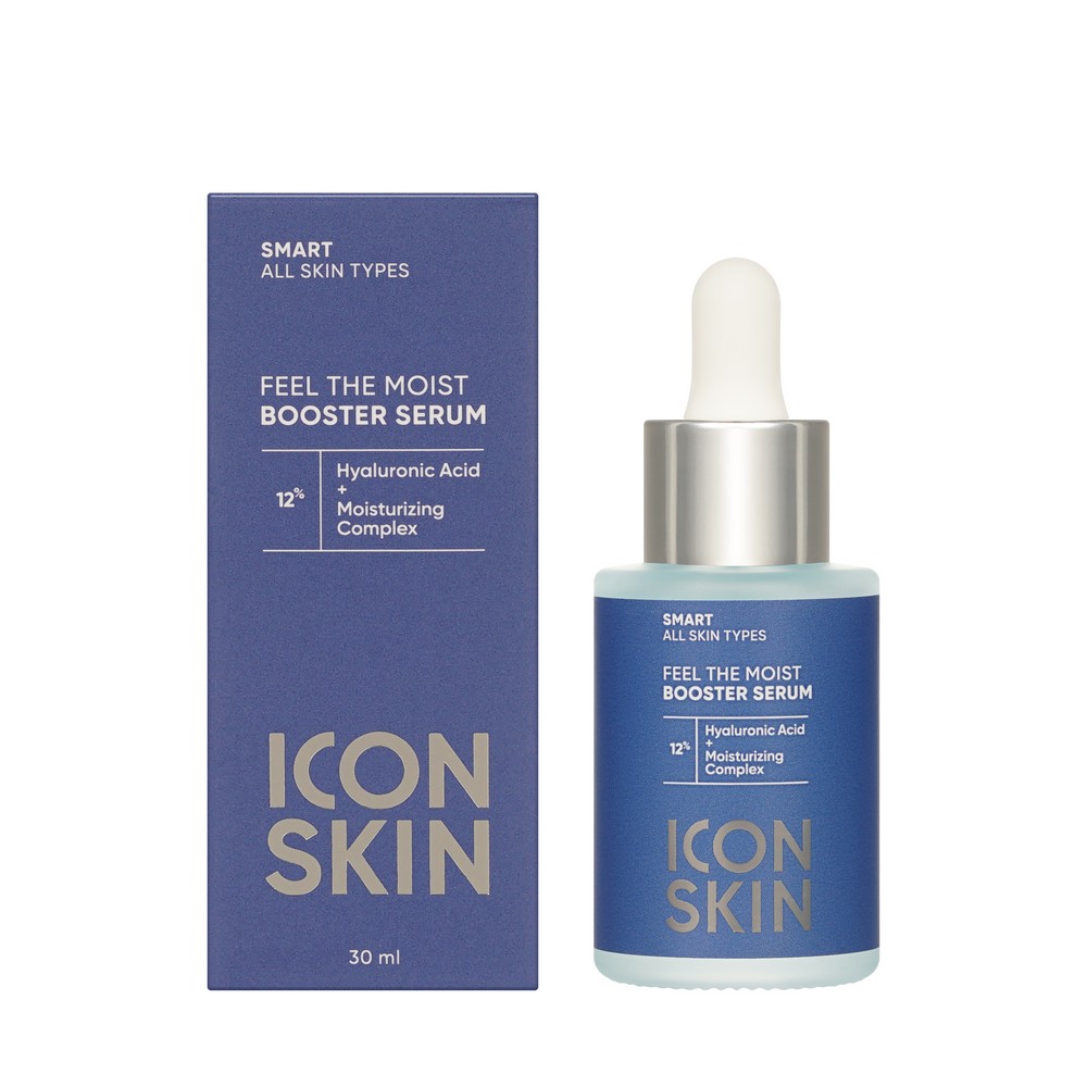 Увлажняющая сыворотка - концентрат для лица с гиалуроновой кислотой ICON SKIN Smart Feel the moist Booster Serum 30мл. Фото 1.