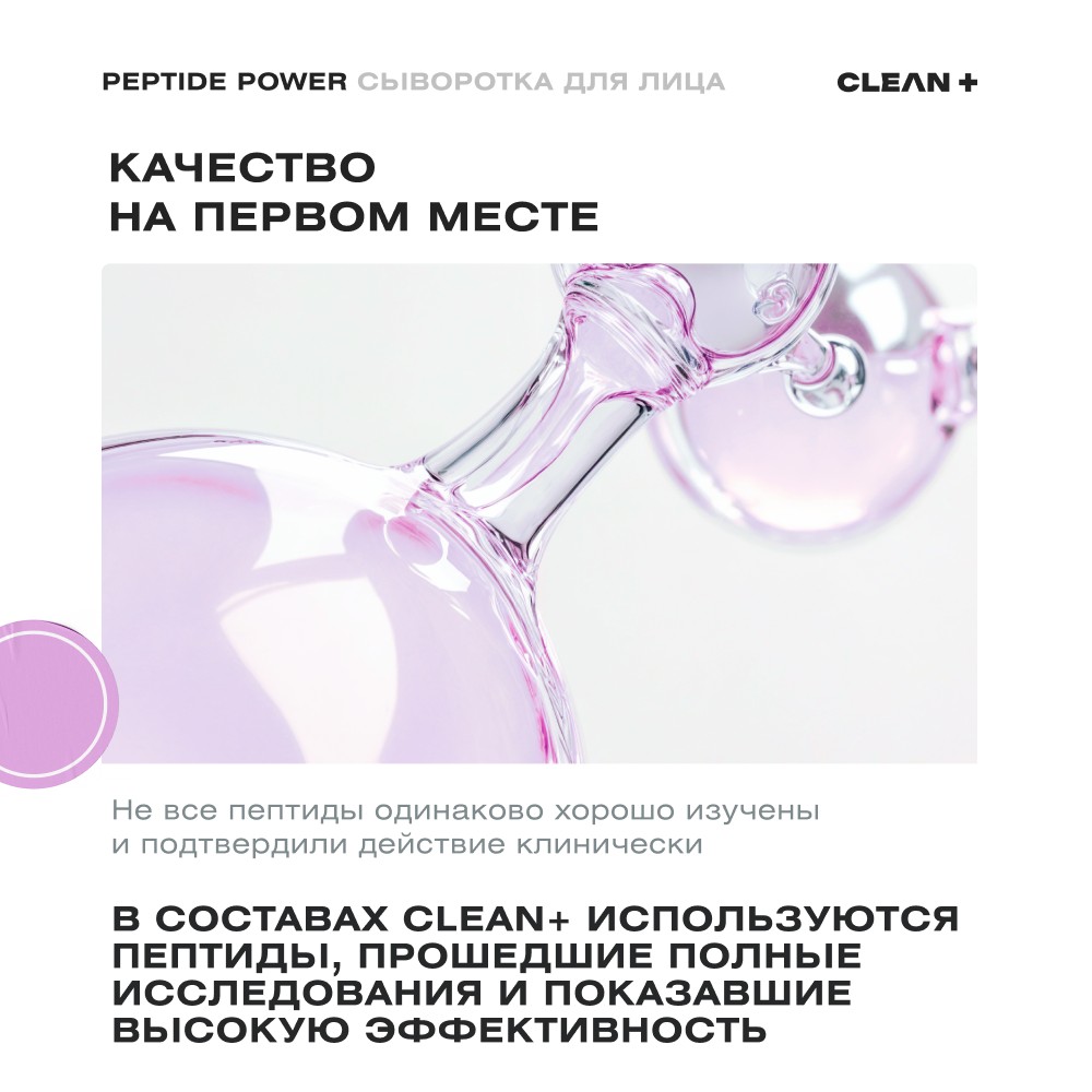 Сыворотка для лица с пептидами CLEAN+ Peptide Power 30мл. Фото 7.