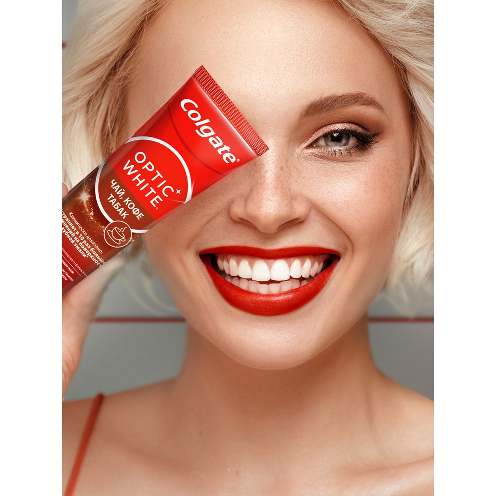 Отбеливающая зубная паста Colgate Optic White " Чай, кофе, табак " 75мл. Фото 10.