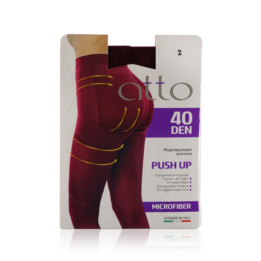 Женские моделирующие колготки Atto Push Up 40den , Бордовый , 2 размер. Фото 1.