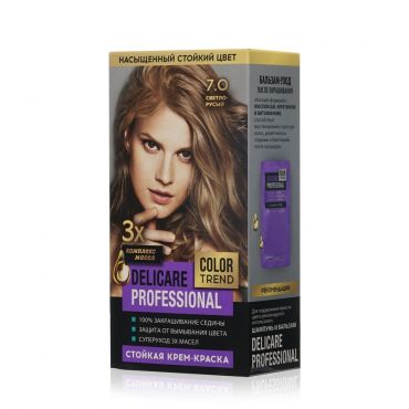 Стойкая крем - краска для волос Delicare Professional Color Trend 7.0 Светло-русый.