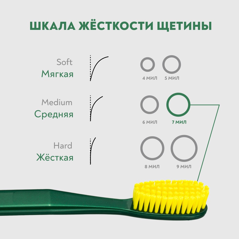 Зубная щетка PresiDENT Classic 7 мил средняя. Фото 8.
