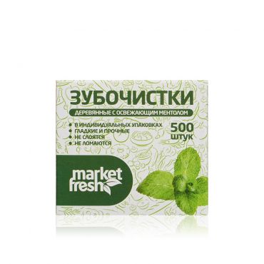 Зубочистки Market Fresh с ароматом мяты в коробке 500шт.