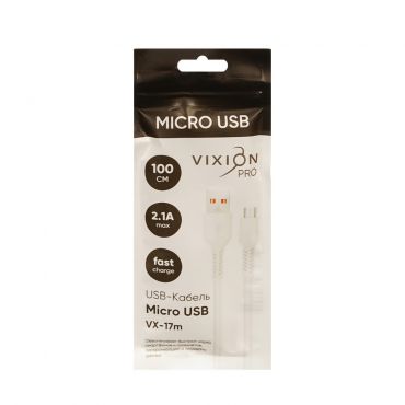 USB - кабель Vixion Pro VX Micro USB Белый 1м.