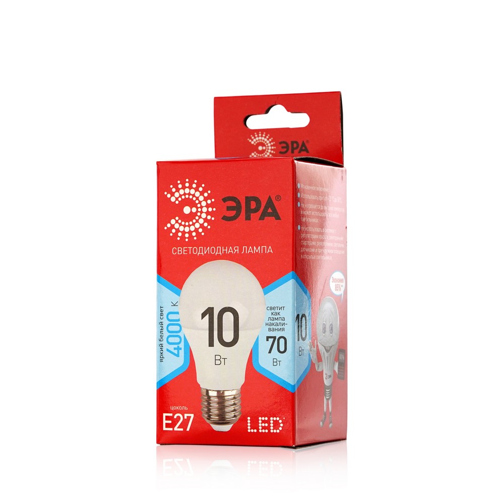 Лампа Eco LED Эра A60-10W-840-E27 Грушевидная. Фото 1.