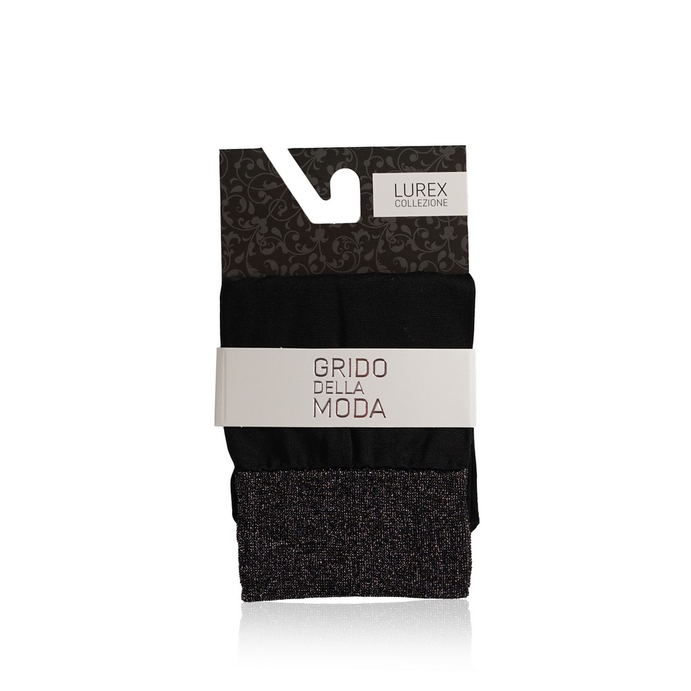 Женские носки Grido della Moda из микрофибры 40den черные , резинка с люрексом. Фото 1.