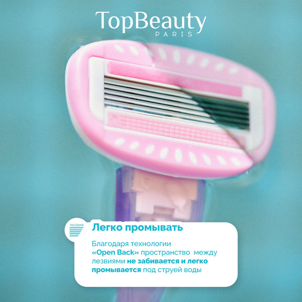 Женский станок TopBeauty Paris + 2 сменные кассеты 5 лезвий. Фото 5.