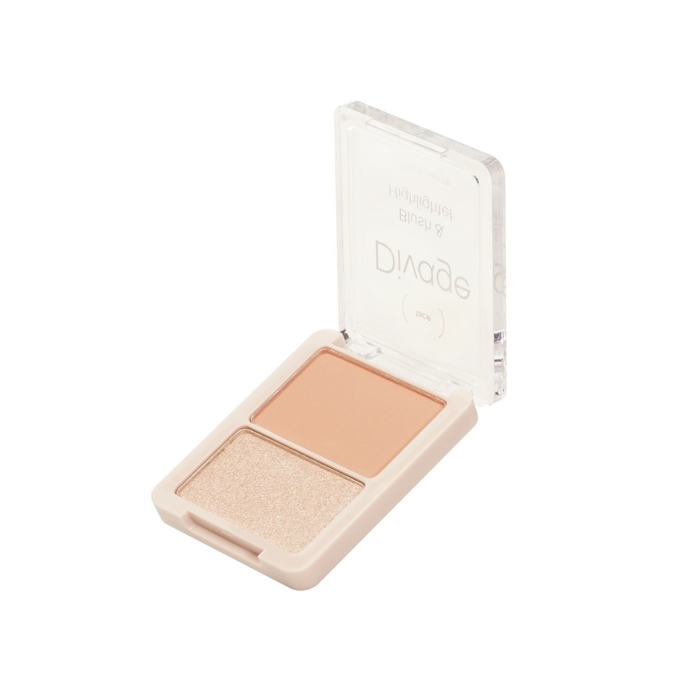 Палетка для лица Divage Blush & Highlighter Duo Face Palette 02 8г. Фото 4.