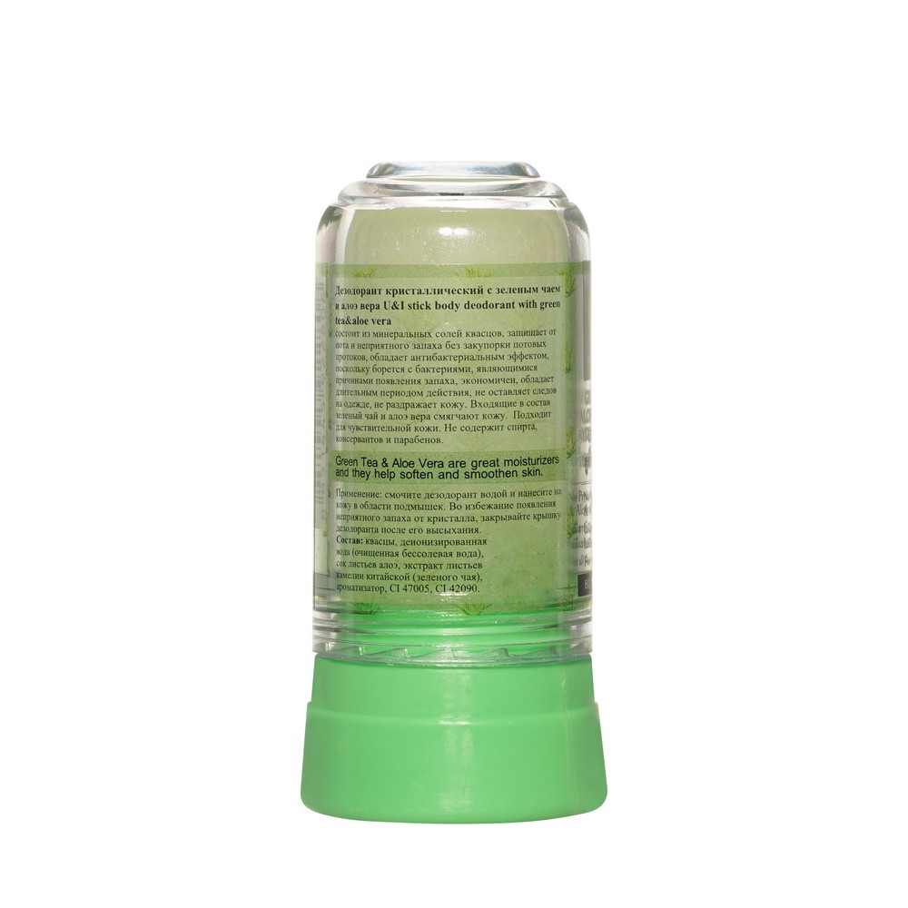 Кристаллический дезодорант U&I Green Tea & Aloe Vera 80г. Фото 2.