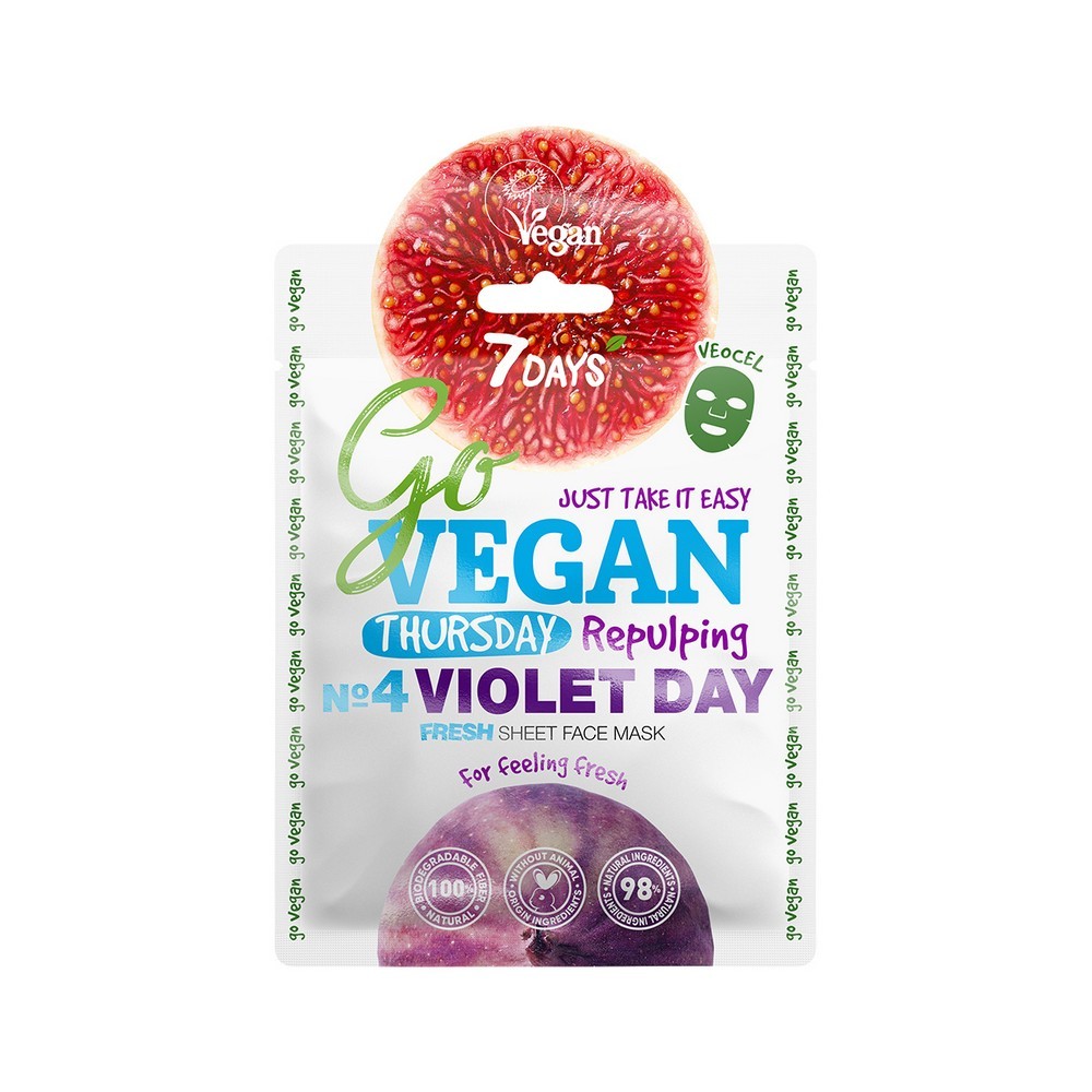 Тканевая маска для лица 7 days Go vegan " Fresh Thursday " 25г. Фото 1.