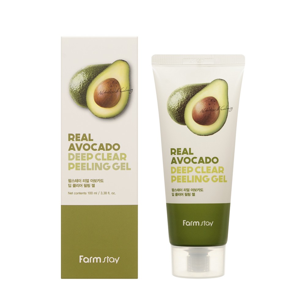 Отшелушивающий гель - скатка для лица с экстрактом авокадо FarmStay Real Avocado Tea Deep Clear Peeling Gel 100мл. Фото 1.