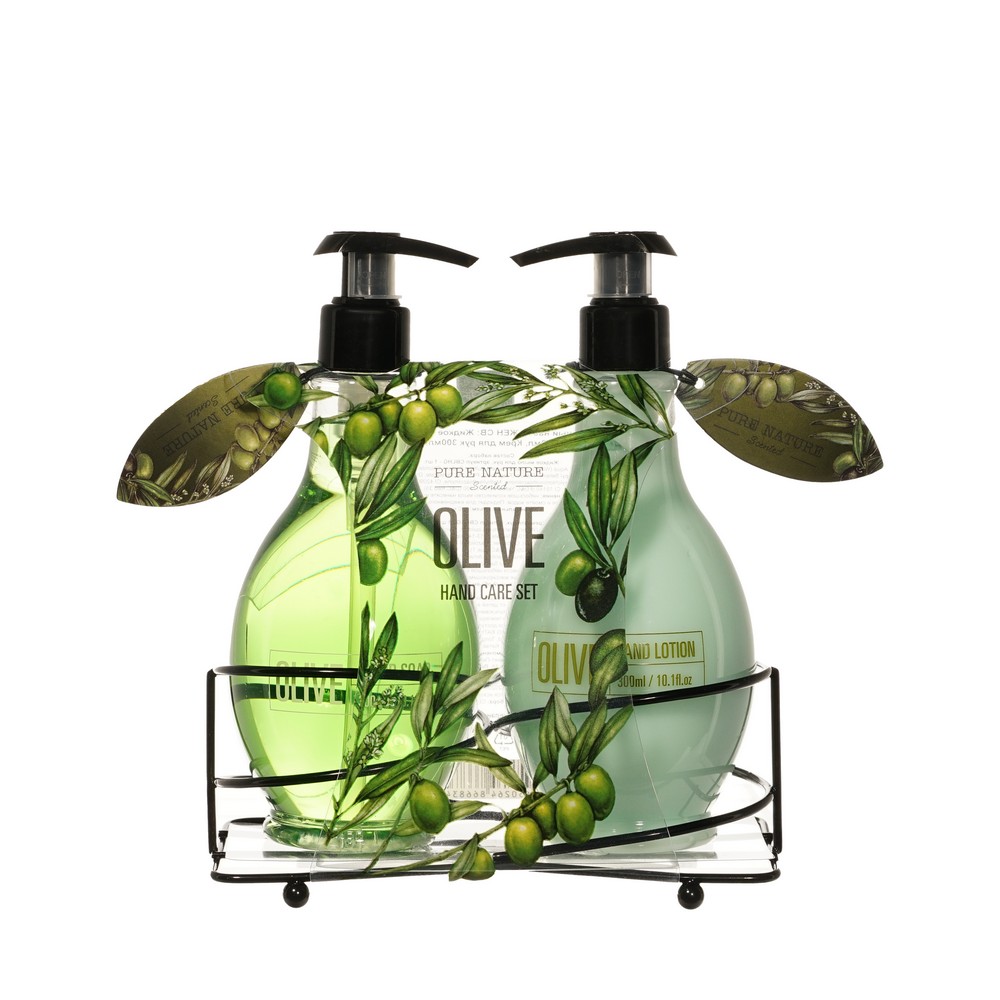 Женский подарочный набор Pure Nature Olive ( жидкое мыло для рук 300мл + крем для рук 300мл ) в ассортименте. Фото 1.