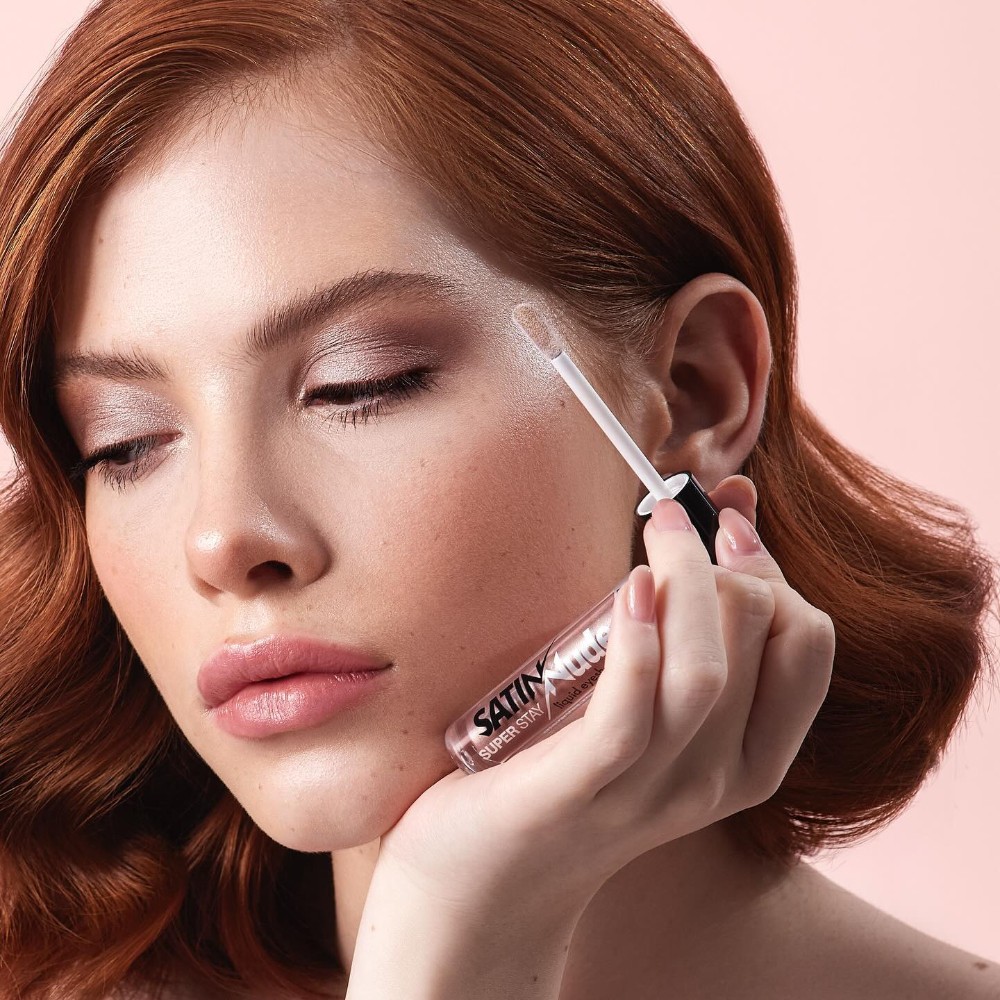 Жидкие тени для век Luxvisage Satin Nude super stay 203 Powder Rose 3,5мл. Фото 5.