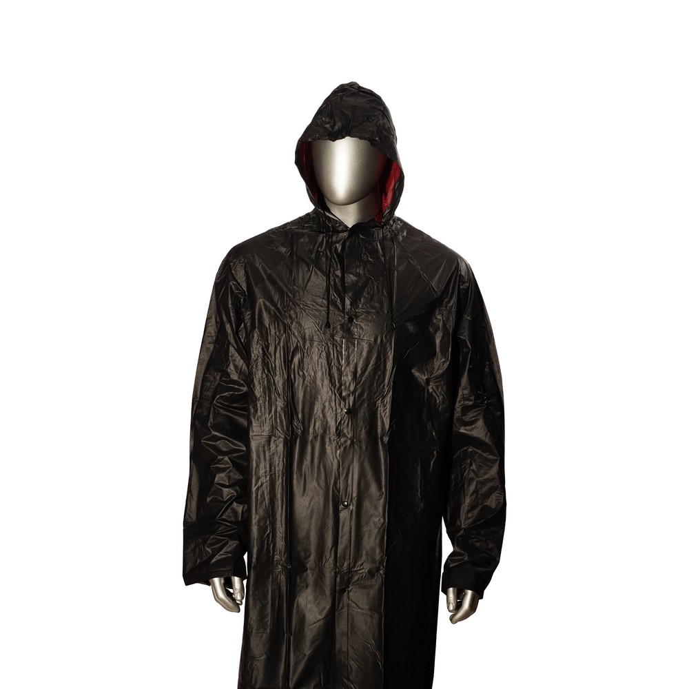 Многоразовый плащ-дождевик с кнопками Черный. Фото 3.