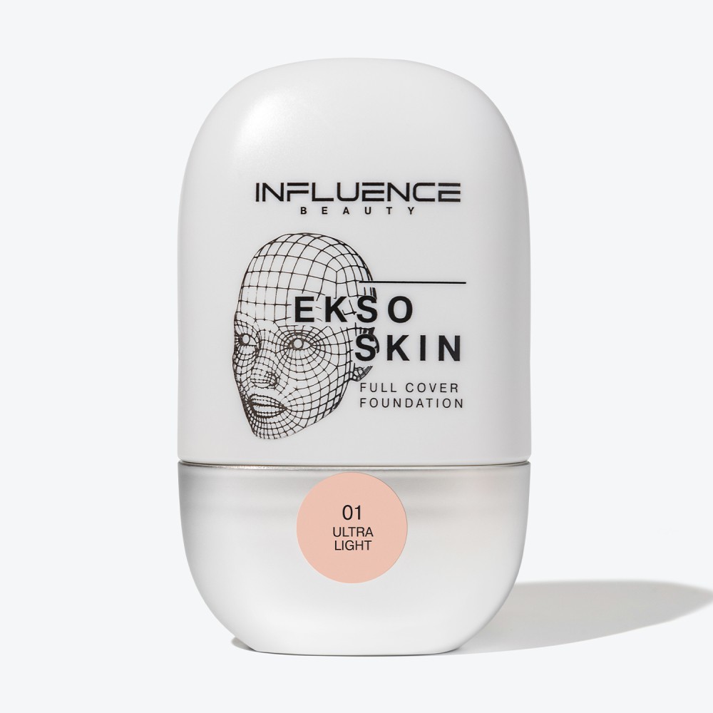 Тональная основа для лица с высокой степенью покрытия Influence Beauty Ekso Skin 01 25мл. Фото 9.