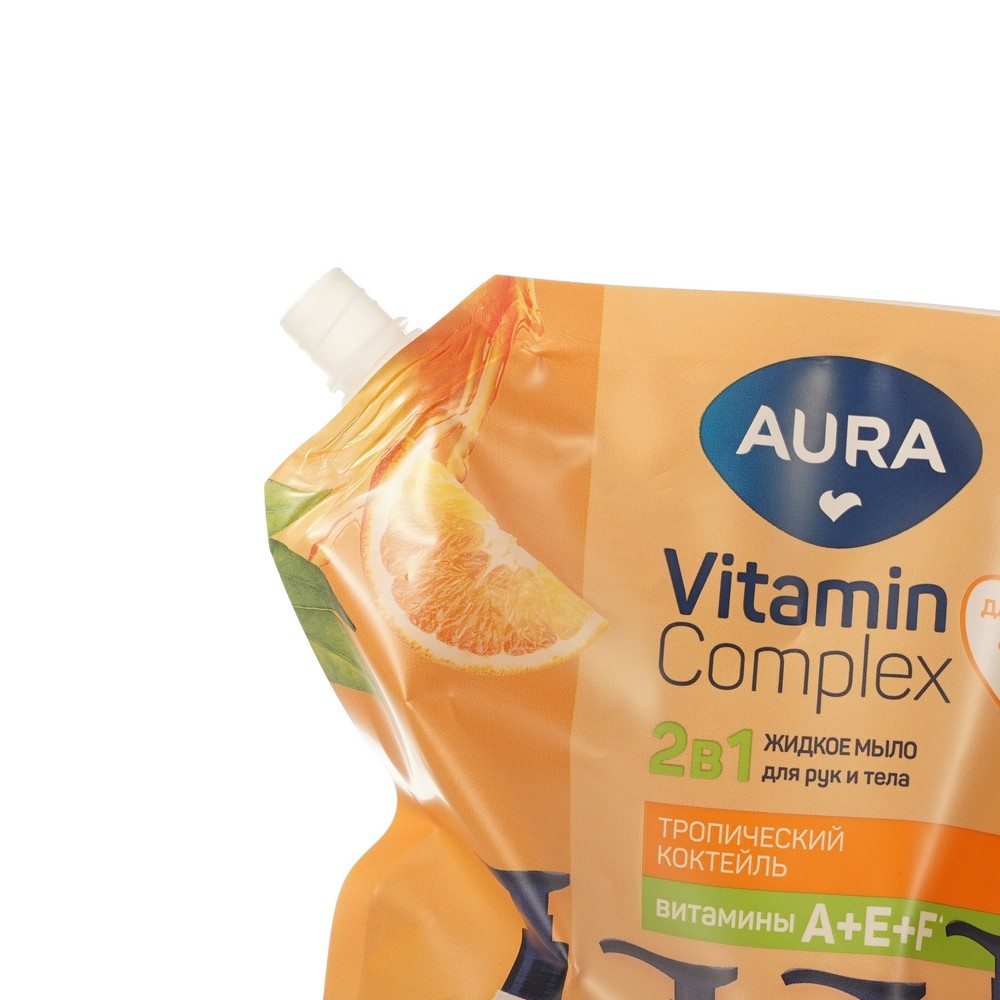 Жидкое мыло для рук и тела Aura Vitamin Complex Тропический коктейль 1200мл. Фото 3.