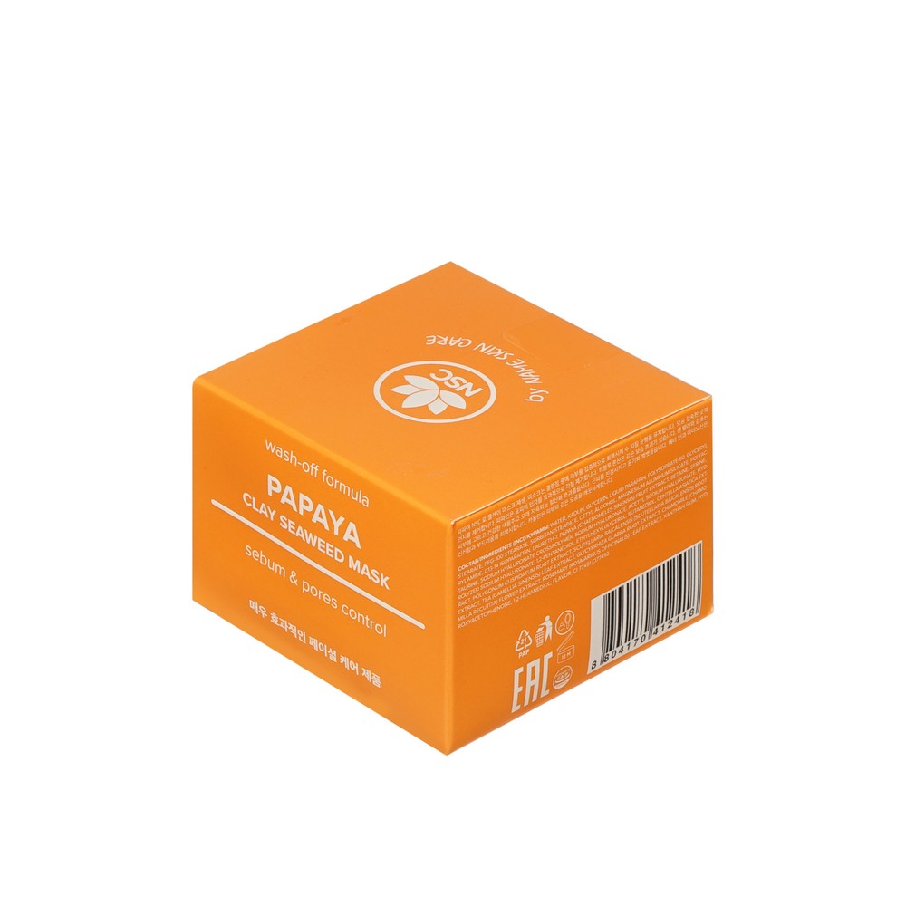 Восстанавливающая маска для лица с папайей NSC Papaya Clay Seaweed mask 120г. Фото 3.