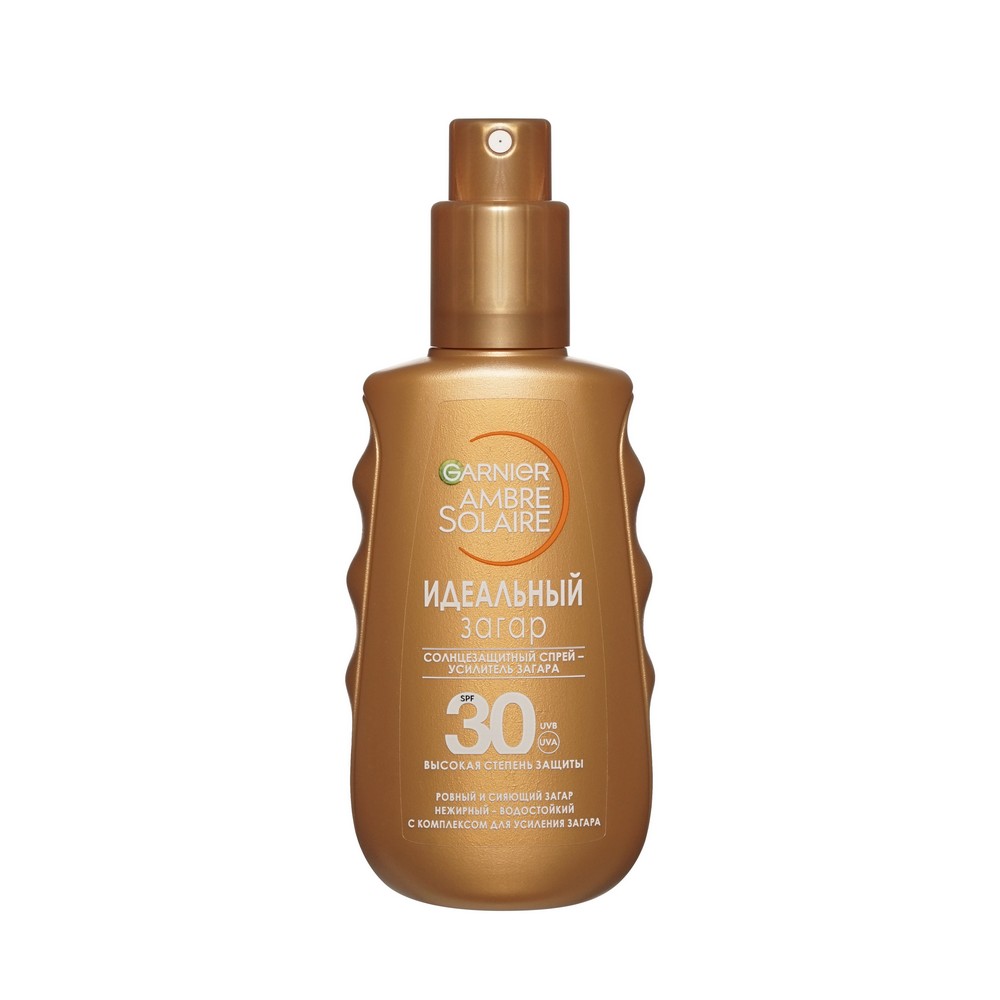 Солнцезащитный спрей - усилитель загара Garnier Ambre Solaire Идеальный загар SPF 30 150мл. Фото 1.
