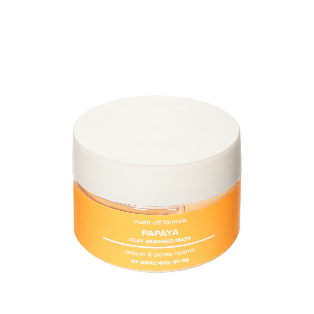 Восстанавливающая маска для лица с папайей NSC Papaya Clay Seaweed mask 120г. Фото 6.