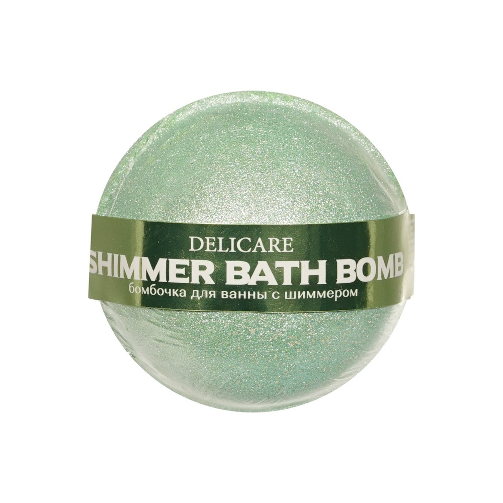 Бомбочка для ванны с шиммером Delicare Shimmer Bath Bomb зеленая 130г. Фото 1.