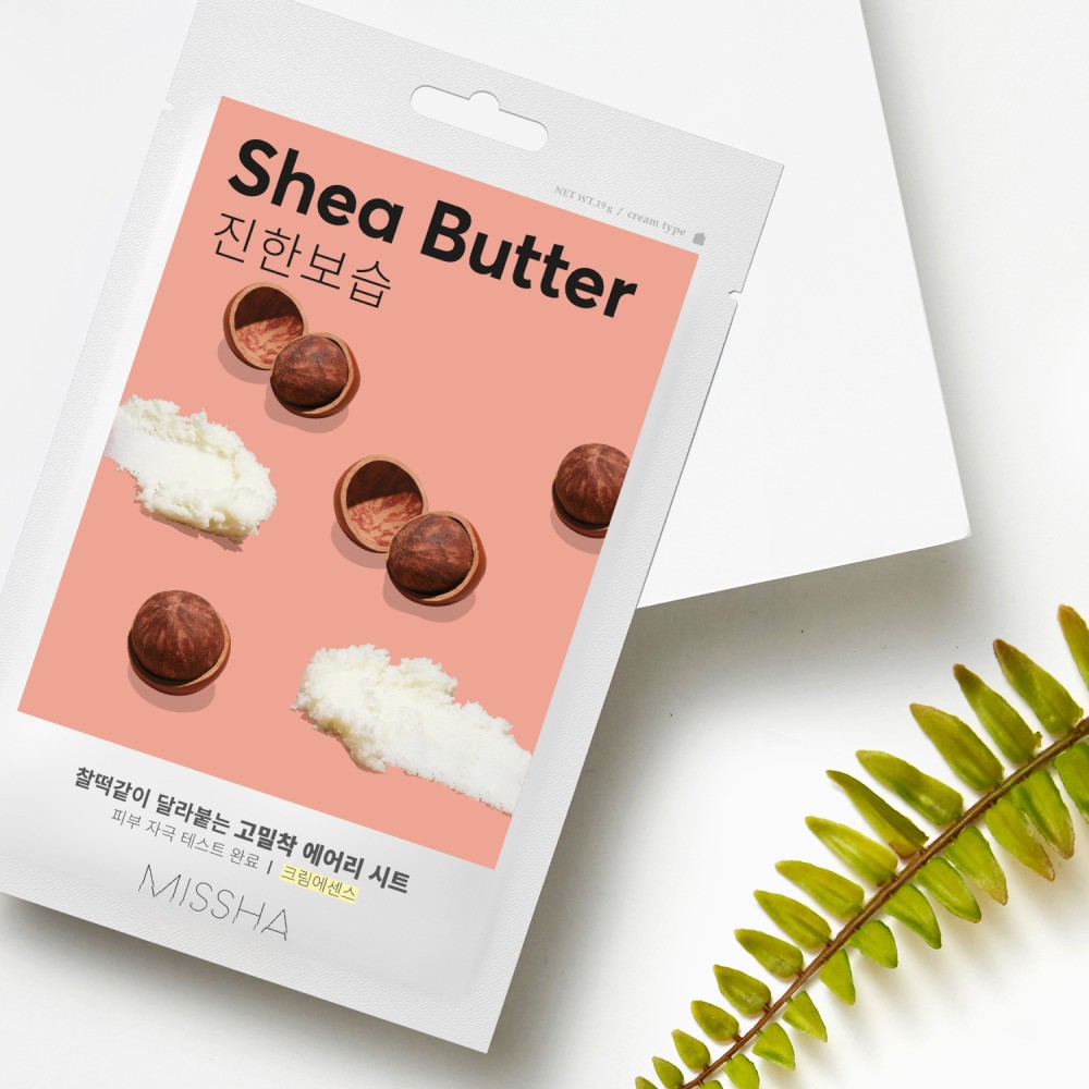 Увлажняющая маска для сухой кожи Missha Shea Butter с маслом Ши 19г. Фото 5.