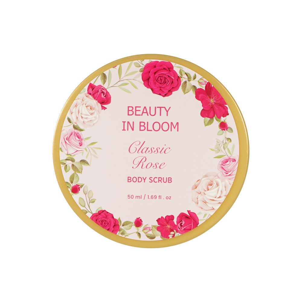 Женский подарочный набор Beauty In Bloom Classic Rose ( гель для душа 50мл + крем для рук 50мл + скраб для тела 50мл ). Фото 9.
