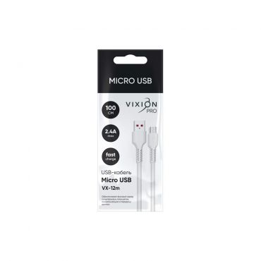 USB - кабель Vixion Pro VX Micro USB Белый 1м.