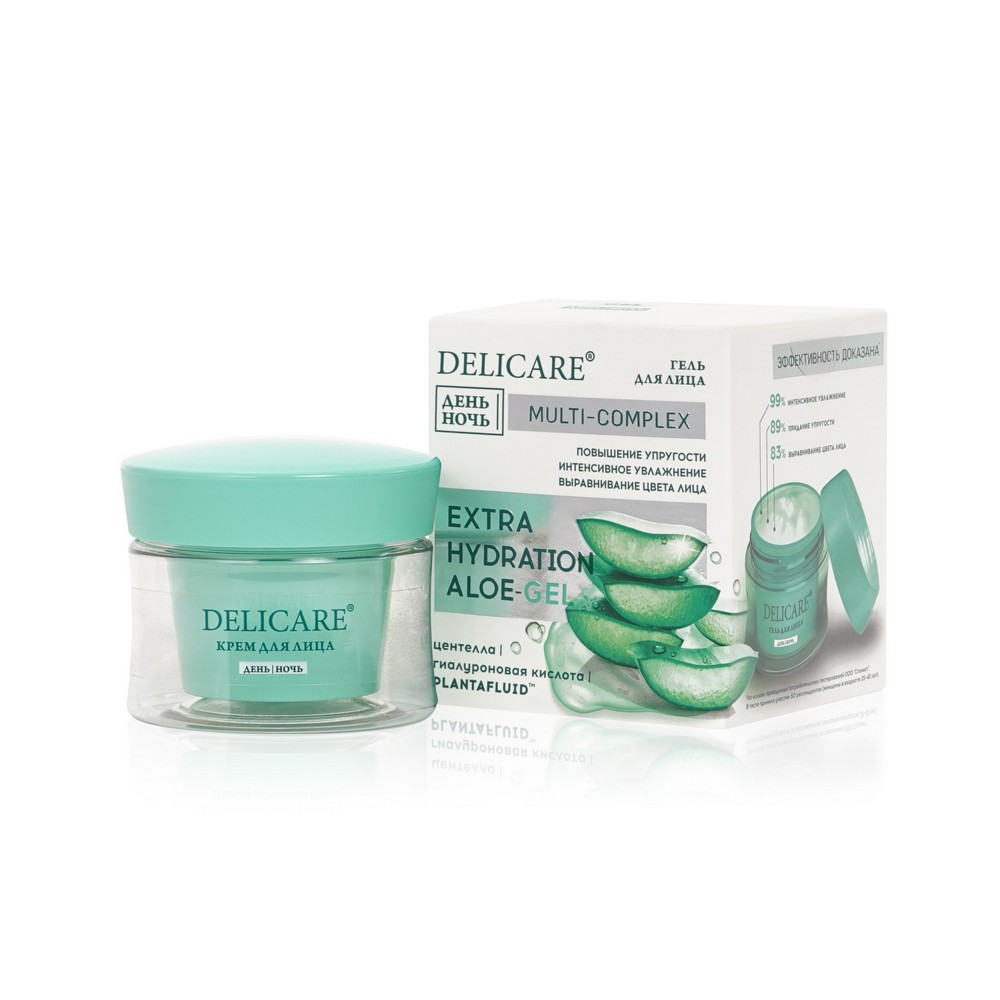 Увлажняющий гиалуроновый гель для лица Delicare Extra Hydration Aloe-gel 50мл. Фото 1.