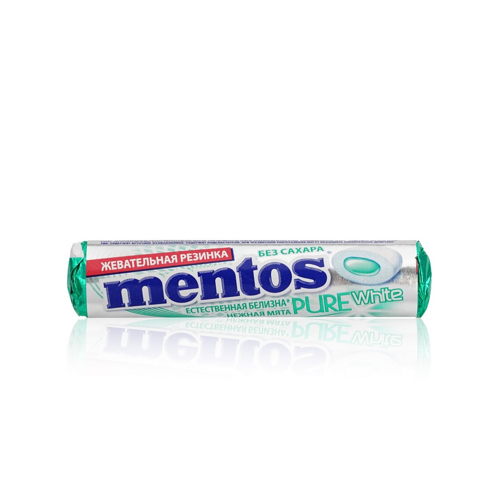 Жевательная резинка Mentos Pure White " Нежная мята " 15,5г. Фото 1.