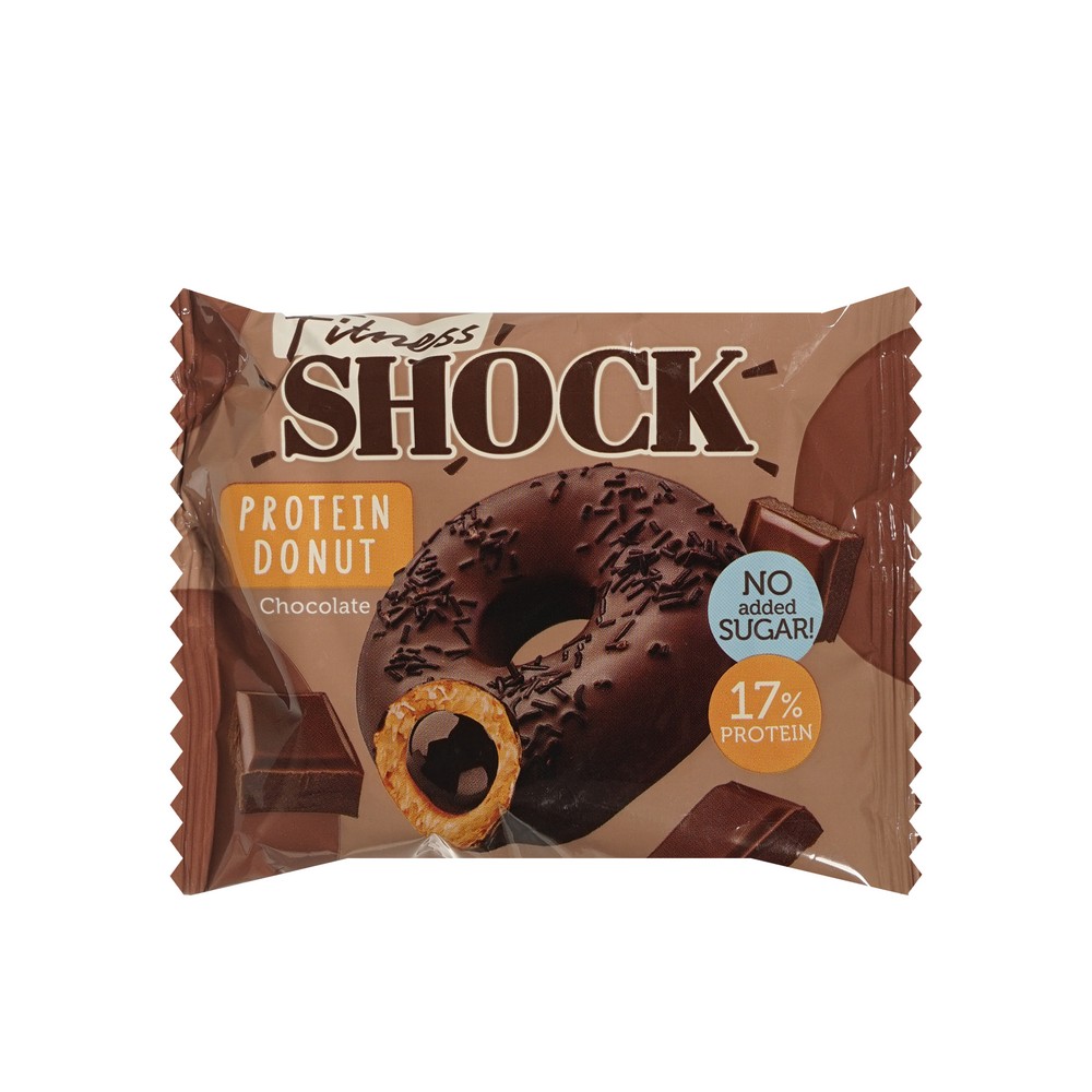 Изделие кондитерское глазированное Донат с шоколадной начинкой Fitness SHOK Protein Donut 70г. Фото 1.