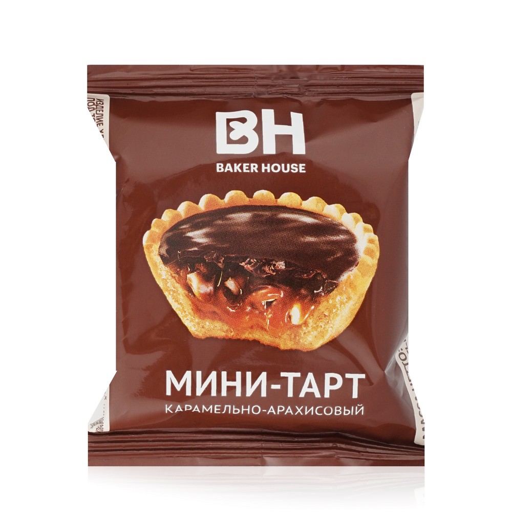 Мини - тарт Baker House " Карамельно-арахисовый " 40г. Фото 1.