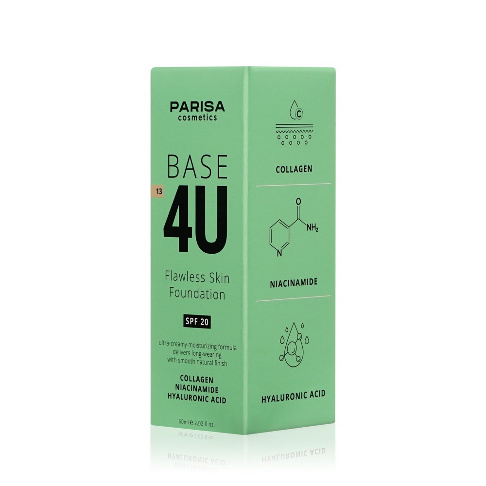 Тональный крем для лица Parisa Cosmetics Base 4U 13 Натуральный 60мл. Фото 3.