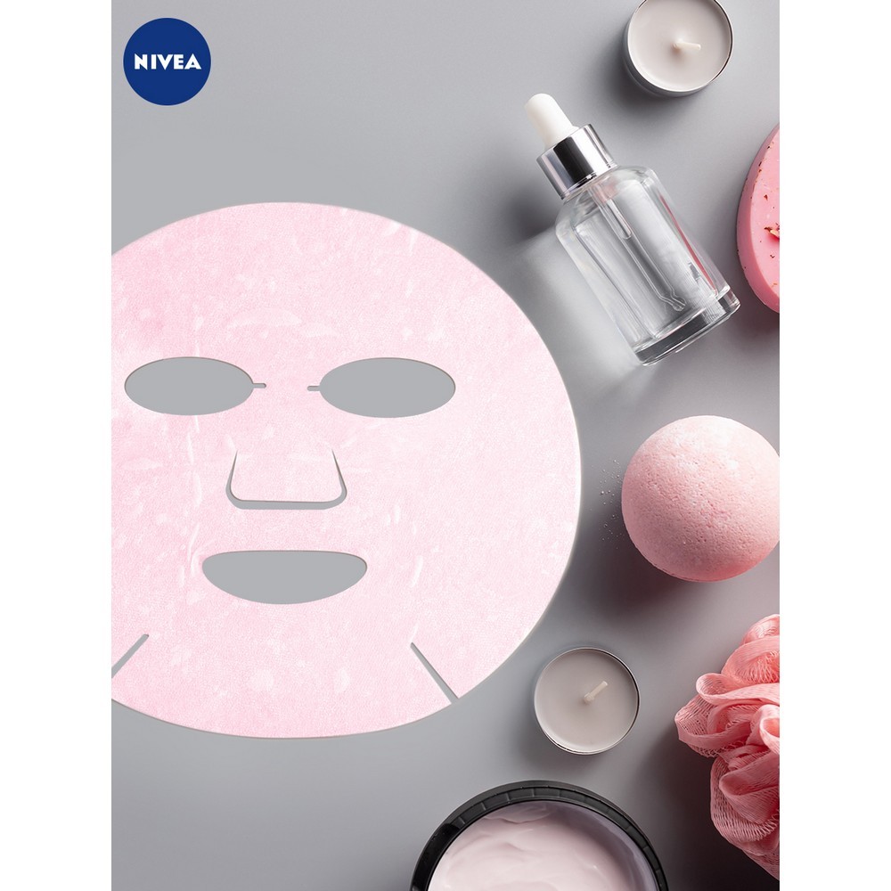 Гиалуроновая тканевая маска для лица NIVEA Organic rose " гиалуроновая кислота и органическая розовая вода " 30г. Фото 4.
