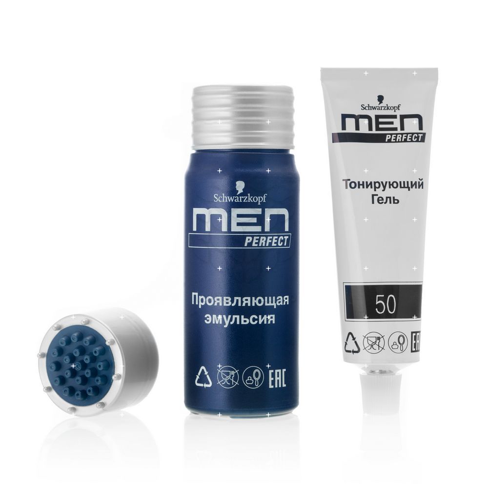 Оттеночный гель Schwarzkopf Men Perfect мужской для волос 90 Натуральный черный. Фото 2.