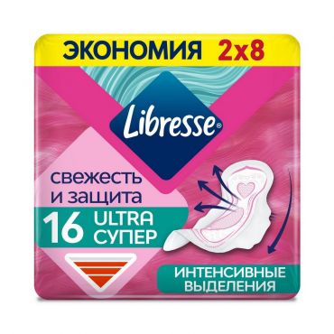 Гигиенические прокладки Libresse Ultra Super duo с мягкой поверхностью 16шт.