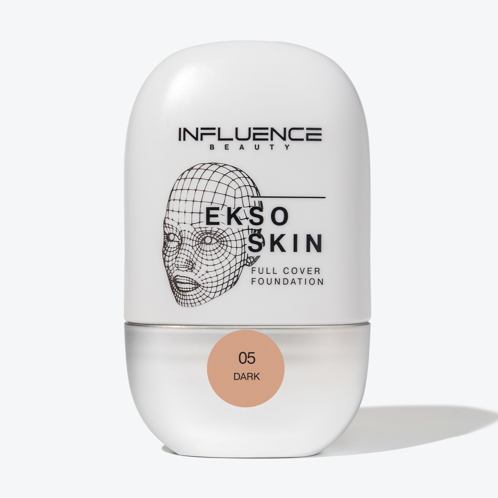Тональная основа для лица с высокой степенью покрытия Influence Beauty Ekso Skin 05 25мл. Фото 9.