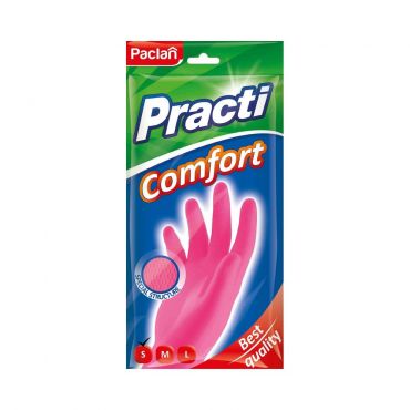 Перчатки резиновые особо прочные Paclan Practi Comfort S розовые.