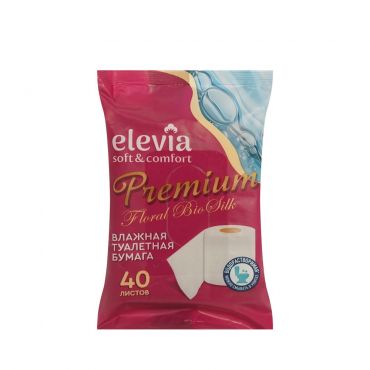 Влажная туалетная бумага Elevia Premium водорастворимая 40шт.