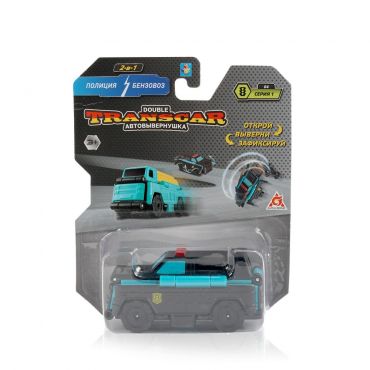 Машинка 1 Toy Transcar Double " Полиция-Бензовоз 2в1 " 8см.