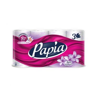 Туалетная бумага PAPIA 3х-слойная " Балийский цветок " 8шт.