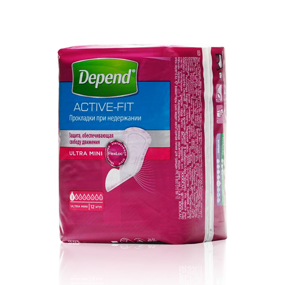 Урологические прокладки Depend Active-Fit , Ultra mini , 12шт. Фото 2.