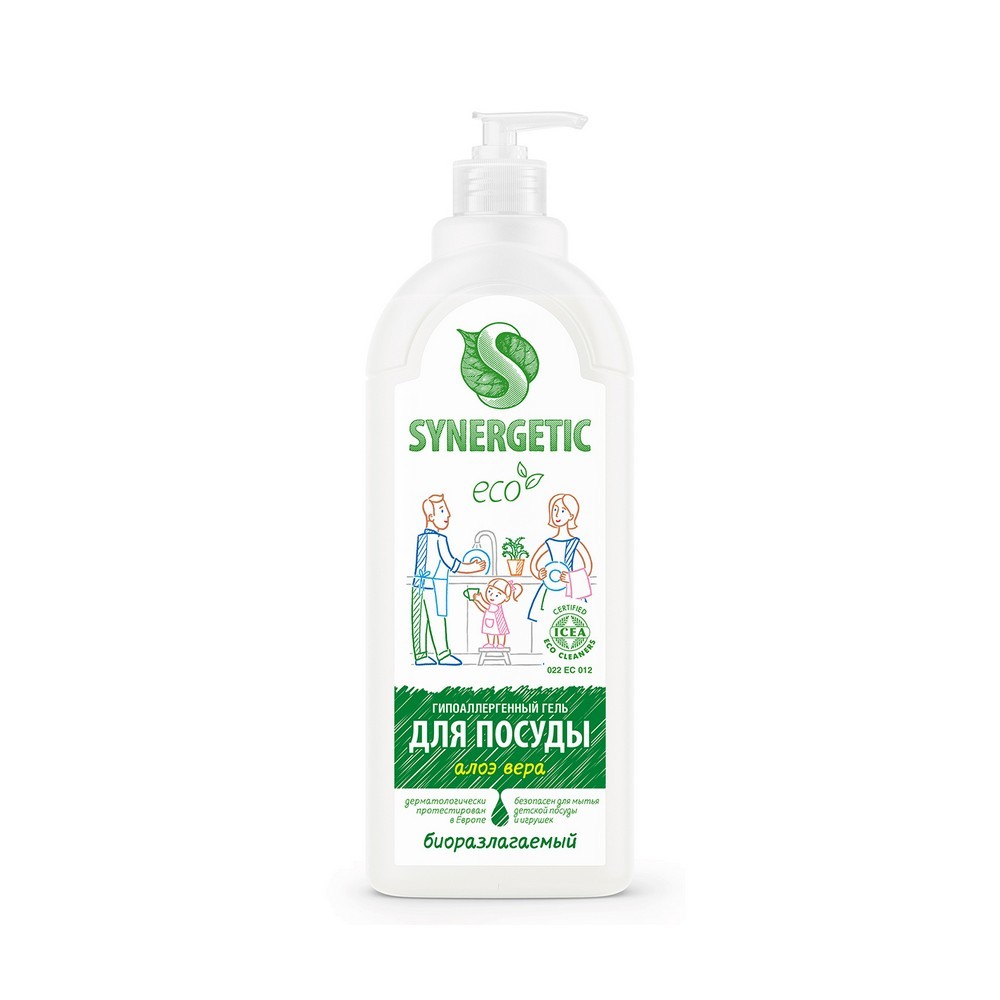 Гель Synergetic для мытья посуды антибактериальный , с ароматом алоэ 1л. Фото 1.
