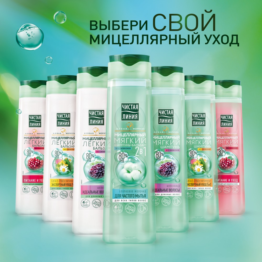 Мицеллярный шампунь для волос Чистая линия Natura " экспресс восстановление " с маслом Ши 400мл. Фото 6.