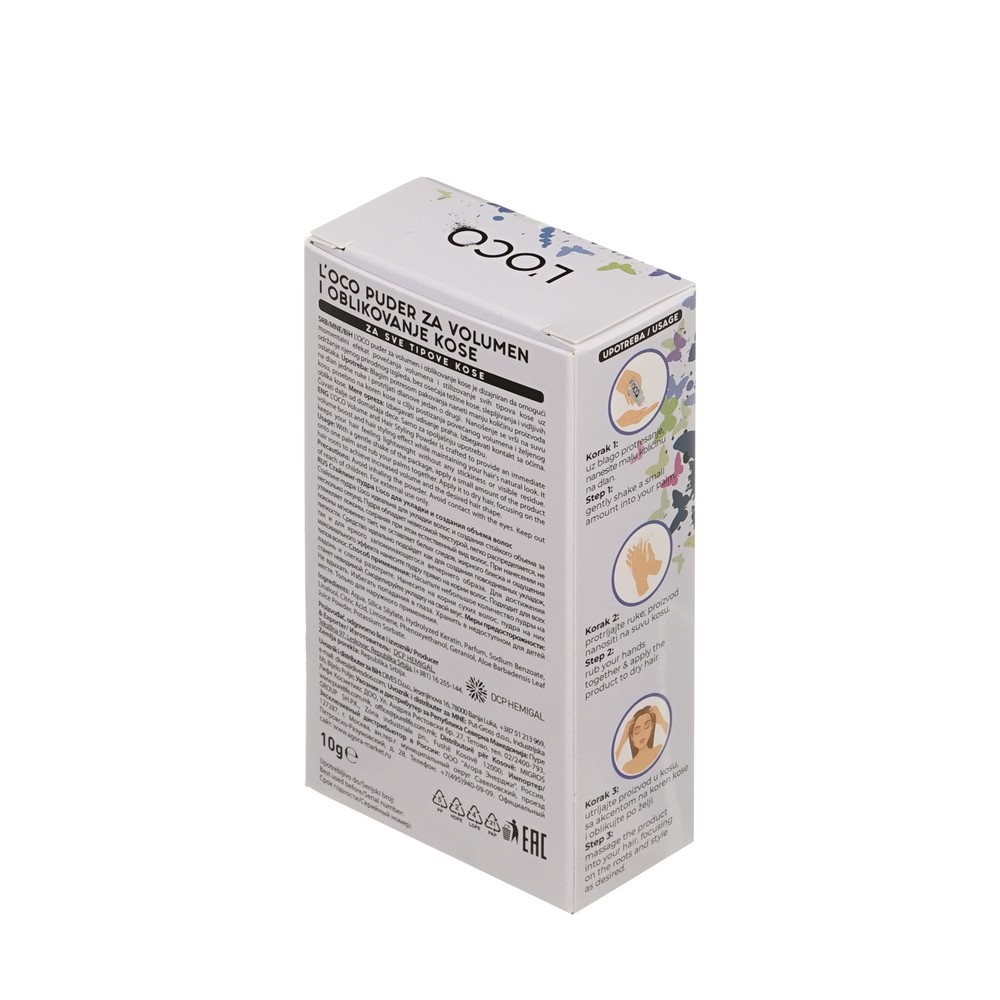 Стайлинг - пудра для укладки и создания объёма волос L'OCO Instant Volume & Styling Powder 10г. Фото 3.