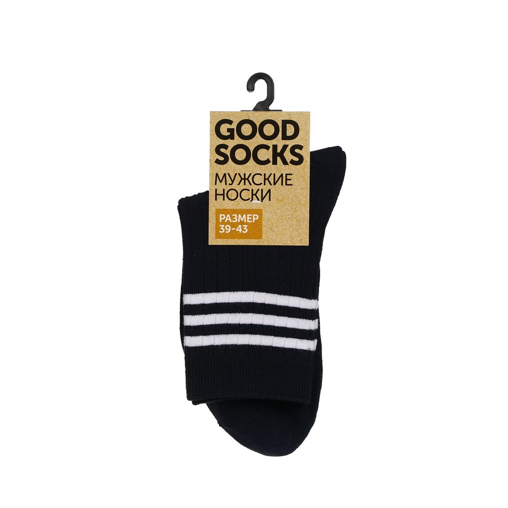 Мужские однотонные носки Good Socks Лапша/Полоски Синий р.39-43. Фото 1.