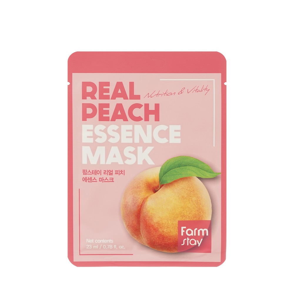 Тканевая маска для лица с экстрактом персика FarmStay Real Peach 23мл. Фото 1.